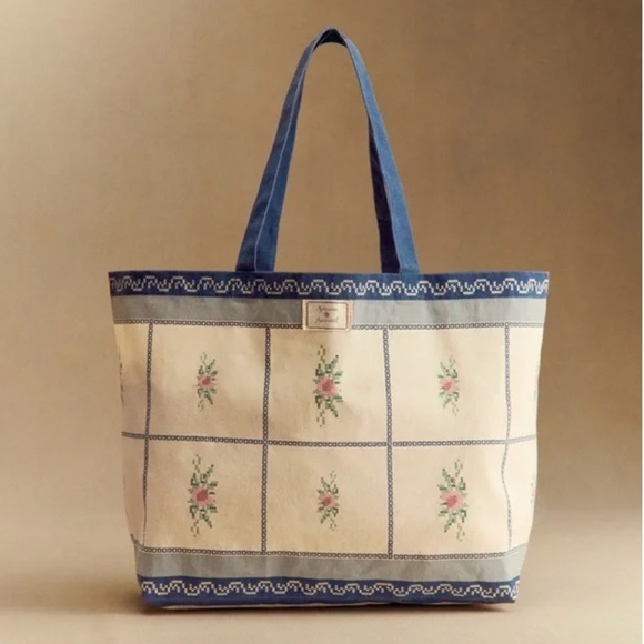 Sezane x Baziszt Blue Floral Tote Bag - Picture 3 of 12
